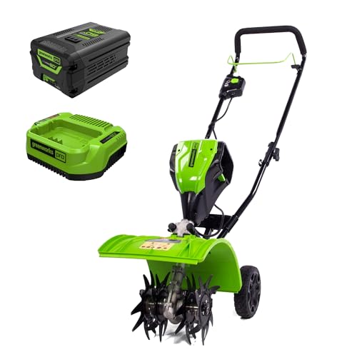 Greenworks 60V 8" Cordless Cultivator/Tiller + 4.0Ah Battery and Charger