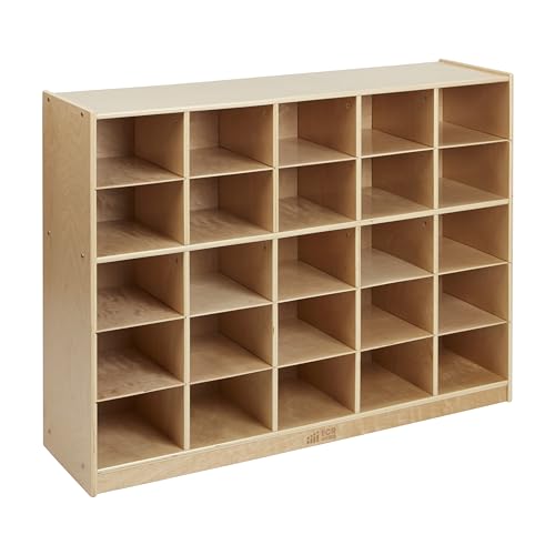 ECR4Kids 25 Cubby Mobile Tray Storage Cabinet Natural
