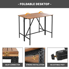 10-Piece Outdoor Bar Set with Acacia Wood Table and 8 Stools, Patio Dining Furniture with Removable Cushions, Foldable High-Dining Bistro Set for Backyard, Garden, Balcony, All-Weather Brown