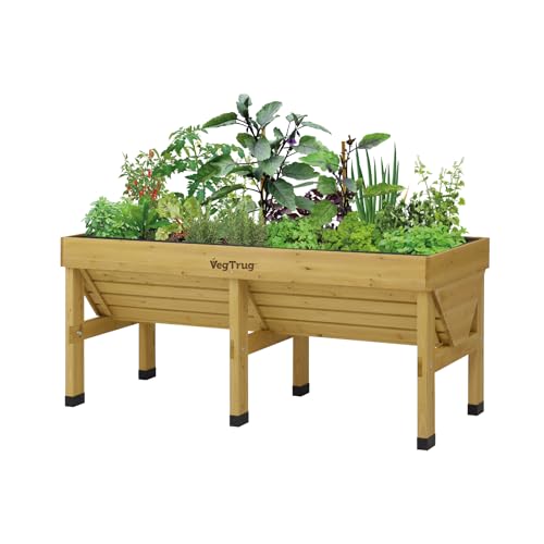 VegTrug Classic Raised Bed, Natural, Medium 1.8m - Cedar Wood V-Shaped Raised Garden Bed for Outdoor Gardening - Ergonomic Design for Balcony, Patio & Small Spaces