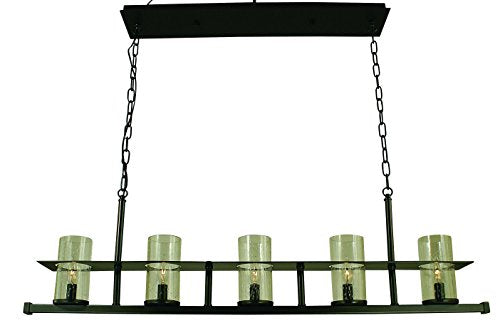 Framburg Hammersmith Five Light Island Chandelier Antique Brass Clear