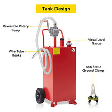 30 Gallon Gas Caddy with Pump - Portable Fuel Tank without Front Wheels Gasoline Tank Portable Fuel Storage Tank for Boat, Car,Garden, Lawnmower, ATV, 30 Red - B