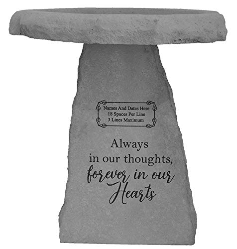 Kay Berry Always in Our Thoughts... Personalized Fused Glass Stone Birdbath