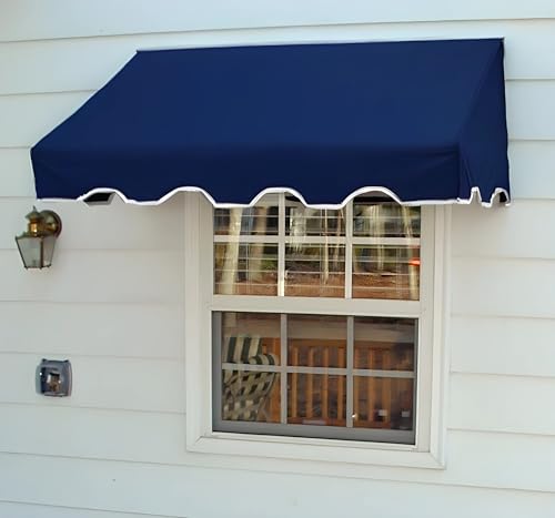 Easyawn Door and Window Sunbrella Canvas Awning / 5 Colors and 3 Sizes/Classic Awning (Navy 4 feet Wide)