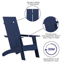 EMMA + OLIVER Set of 4 Navy Modern Dual Slat Back Adirondack Chairs