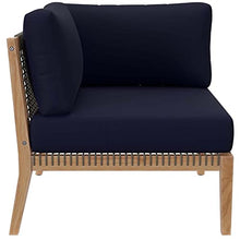 Modway Clearwater Outdoor Patio Teak Wood 6-Piece Sectional Sofa in Gray Navy