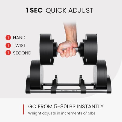 FF Finer Form NUOBELL Adjustable Dumbbell Pair 5-80 lbs Ash