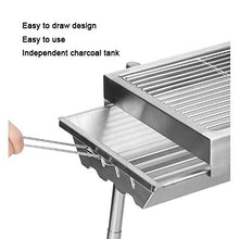 QTBH Grill for Outdoor Outdoor Stainless Steel Portable Charcoal Grill Travel Folding BBQ Charcoal Grill Silver Chrome, Lightweight, Foldable ​for Camping, Picnic 25.2" X 11.4'' X 28 Barbecue Grill