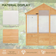 Outsunny 6' x 4' x 7' Polycarbonate Greenhouse Walk-in Kit with Lockable Door Natural Wood