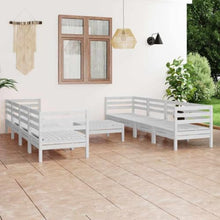 Molumvel 9 Piece Patio Lounge Set, Modular Outdoor Furniture Sofa Set with Table, Solid Pinewood Garden Conversation Seating for Backyard, Porch, and Deck, White