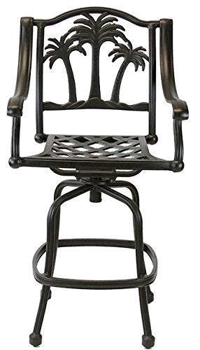 theWorldofpatio Palm Tree Cast Aluminum 5pc Bar Set with 48" Round Table Antique Bronze