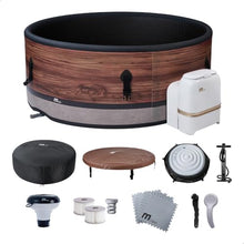 MSpa Duet 6-Person Round Inflatable Bubble Spa with 2 Covers, Woodgrain