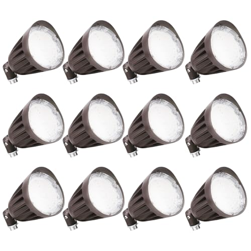 25W LED Bullet Flood Light,3375 Lumens 3CCT Switch & Knuckle Mount 120-277V Dimmable Commercial Outdoor IP65 LED Landscape, 40° Beam Angle, 25W/20W/13W Changeable with photocell UL&cUL Listed, 12PACK