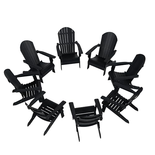 WestinTrends Tuscany HIPS Outdoor Folding Adirondack Seashell Chair (Set of 8), Black