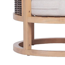 Christopher Knight Home Fido Acacia Wood Lounge Chair Outdoor Set of 2 with Cushion, Solid Wood Patio Accent Chair with PE Wicker Backrest, Patio Furniture Set Sofa Chair, Light Teak+Beige