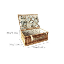 SOUQDWL 4 Person Picnic Hamper Set,Willow Picnic Basket Accessories Plates and Utensils,Perfect for Picnicking Camping Or Any Other Outdoor(Color:B)(A)