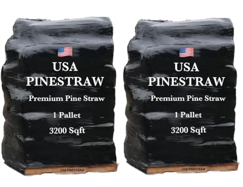 Long Needle Pine Straw Mulch - 3200 Sqft Coverage 2 Set - Premium USA Harvested PineStraw for Landscaping, Weed Control, Moisture Retention & Erosion Control - USA Pinestraw