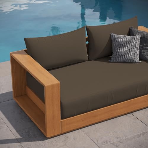 Modway Tahoe Acacia Wood Outdoor Patio Loveseat Natural Cocoa