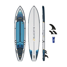 iROCKER Blackfin Model V Inflatable Stand Up Paddle Board Blue Gold