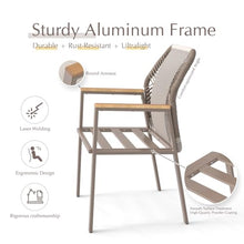 Coreporch Aluminum Outdoor Patio Dining Chairs, Light Brown, Set of 8