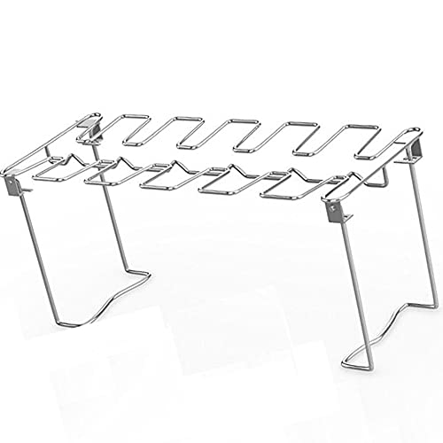 NRFJFOP BBQ Beef Chicken Leg Wing Grill Rack 14 Slots Stainless Steel Barbecue Drumsticks Holder Smoker Oven Roaster Stand with Drip Pan