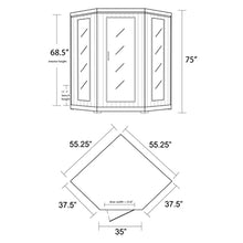 Heat Wave 3 Person Sauna Corner Fitting Infrared FIR FAR 7 Carbon Heaters Hemlock Wood MP3 Player 2 Speakers Color Therapy Light LED Control Panel Wood