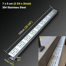 GJMDCMA Metal Trench Drain System Outdoor, Shower Drainage Channel Pipe, Linear Channel Drain Kit for Driveway/Yard/Patio/Sidewalk/Paver(7x5cm(2 3/4x2))