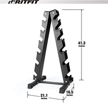 RitFit Rubber Hex Dumbbells Set with Rack 180LBS