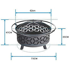 Fire Pit BBQ Grill Fire Bowl Steel Hearth with Cutouts for Patio Fireplace Sledgehammer Pattern and Screen Included Outdoor Pit Black