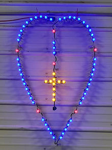 Heart Shaped LED Lighted Outdoor Rosary - Gold Cross