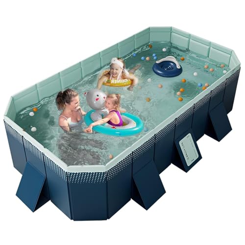 Foldable Pool, Non-inflatable Children' and Adults' Outdoor Swimming Pool, Thickened and Sturdy Swimming Pool, Foldable Family Pool,Wear-Resistant Swimming Pool,Sturdy Pool for Backyard,400cm/157.4in
