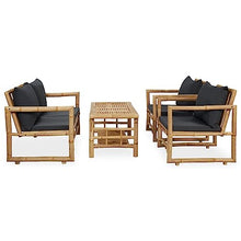 vidaXL 4 Piece Patio Lounge Set with Cushions Bamboo