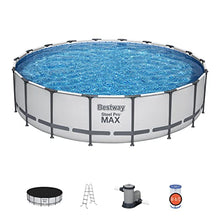 Bestway Steel Pro MAX 18' x 48" Round Metal Frame Above Ground Pool Set with Filter Pump, Ladder, and Cover