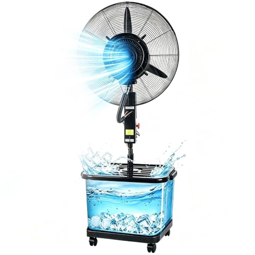 Guyifuny Misting Fan Outdoor With 3-Speed High Velocity, 42L Water Tank Heavy Duty Industrial Fans for House,Patios, Commercial, Garage, Warehouse(Diameter 71cm)