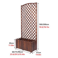 Vertical Diamond Lattice Flower Trellis with Planter Bed, Heavy Duty Hanging Basket Plant Stand, Extra Thick Solid Wood Slat Construction,Suitable for Gardens(35.4x14.6x70.9in,With Top)