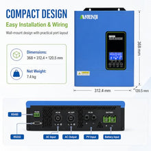 Aninerel 4200W Hybrid Solar Inverter 24V DC to 110V/120V AC, Pure Sine Wave Hybrid Inverter with 120A MPPT, 6200W PV Input, 60A AC Charger, Wi-Fi Adapter Included, Off-Grid Inverter Charger