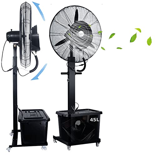 GFJYKDL Oscillating Misting Fan Outdoor Mist 3 Speeds Pedestal Fan, 12 Gallon Tank, 90° Oscillation, Cool Your Shop, Garage, Barn or Workspace