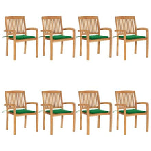 KPOTUERTU Teak Wood Stacking Patio Dining Chairs with Cushions, 8 Pack