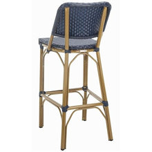 Home Square 30" Wicker Bar Stool in Navy and Gold - Set of 3