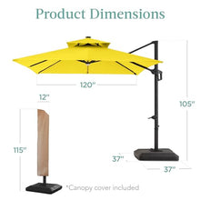 Best Choice Products 10x10ft Cantilever Patio Umbrella w/Base Included, Solar LED Lights 360 Rotation Large Offset Hanging Outdoor Shade for Deck Pool Backyard w/Stand – Yellow