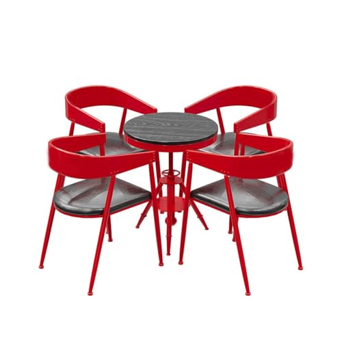 JOSOGO Retro Industrial Bistro Table and Chair Set, Height-Adjustable Round, Metal Frame Chairs for Small Patio Balcony Kitchen Nook(C)