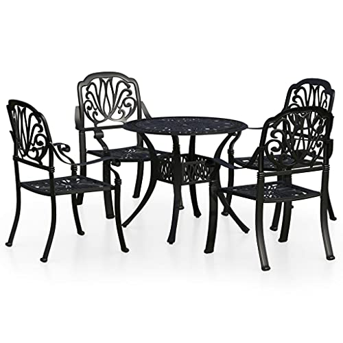 vidaXL 5 Piece Bistro Set Cast Aluminum Black