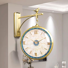 Yioryo Double Sided Wall Clock, Quiet, Easy Read Two Faces Retro Station Clock Antique Hanging Clocks for Garden Home Decor Indoor Outdoor Living Room Study Wall Decoration