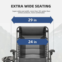 Foristrail Zero Gravity Chair Set of 4 Oversized Padded Recliner with Adjustable Headrest & Cup Holder - 600D Oxford Folding Lounge Chair for Outdoor Camping, Patio, Poolside (Black & Gray)