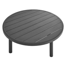 Modway Terrace Round Metal Outdoor Patio Coffee Table in Graphite – 35 Inch Weather-Resistant Coffee Table for Patio, Balcony, and Garden – Modern Outdoor Coffee Table with Round Slatted Top