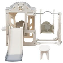 KZPFER 6-in-1 Toddler Slide and Swing Set Off-White/Grey