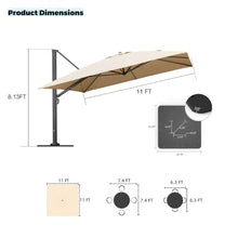 132" Square AlumInum Cantilever Offset Umbrella With Steel Plate Base,Beige