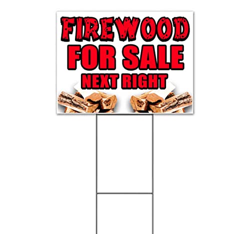 TampaPrinting Firewood Next Right Yard Sign 18" x 24" with Metal Step Stake