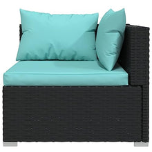 HEFZGDB 11 Piece Patio Lounge Set with Cushions Poly Rattan Black Outdoor Patio Furniture Set Patio Furniture Set Patio Table and Chairs Set Suitable for Garden, Living Room, Poolside.
