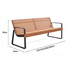 YHdtUO Garden Benches Outdoor Bench Chairs, Park Benches with Backrest and Armrests, Classic Steel Frame Solid Wood Bench Leisure Chairs for Patio Backyard Gardens P,Galvanized Steel-200 * 54 * 78CM